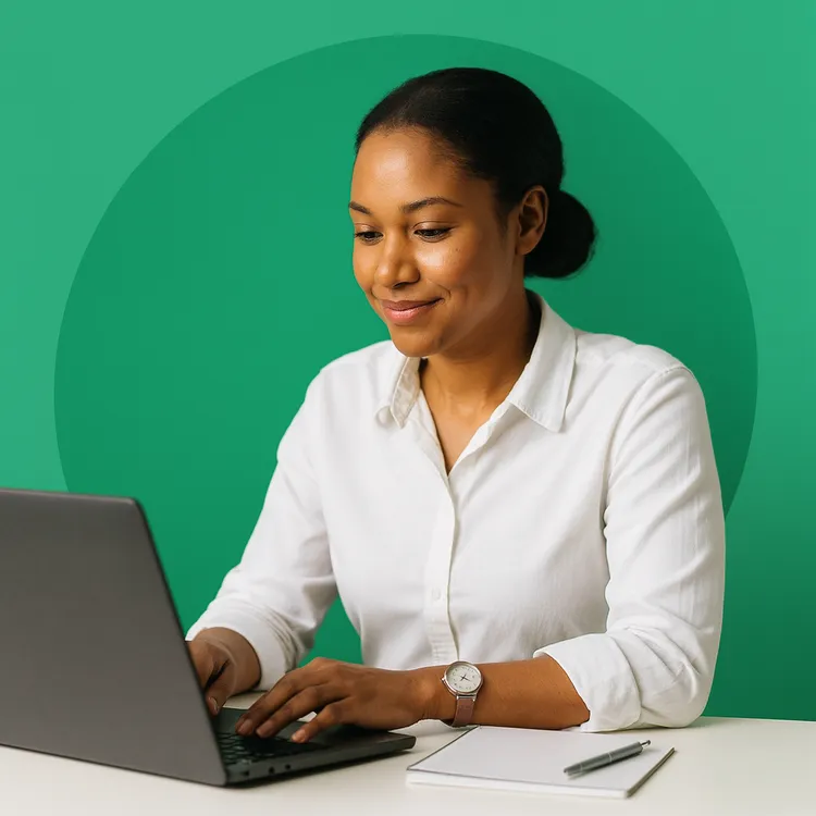 South African procurement manager working on laptop with supplier database